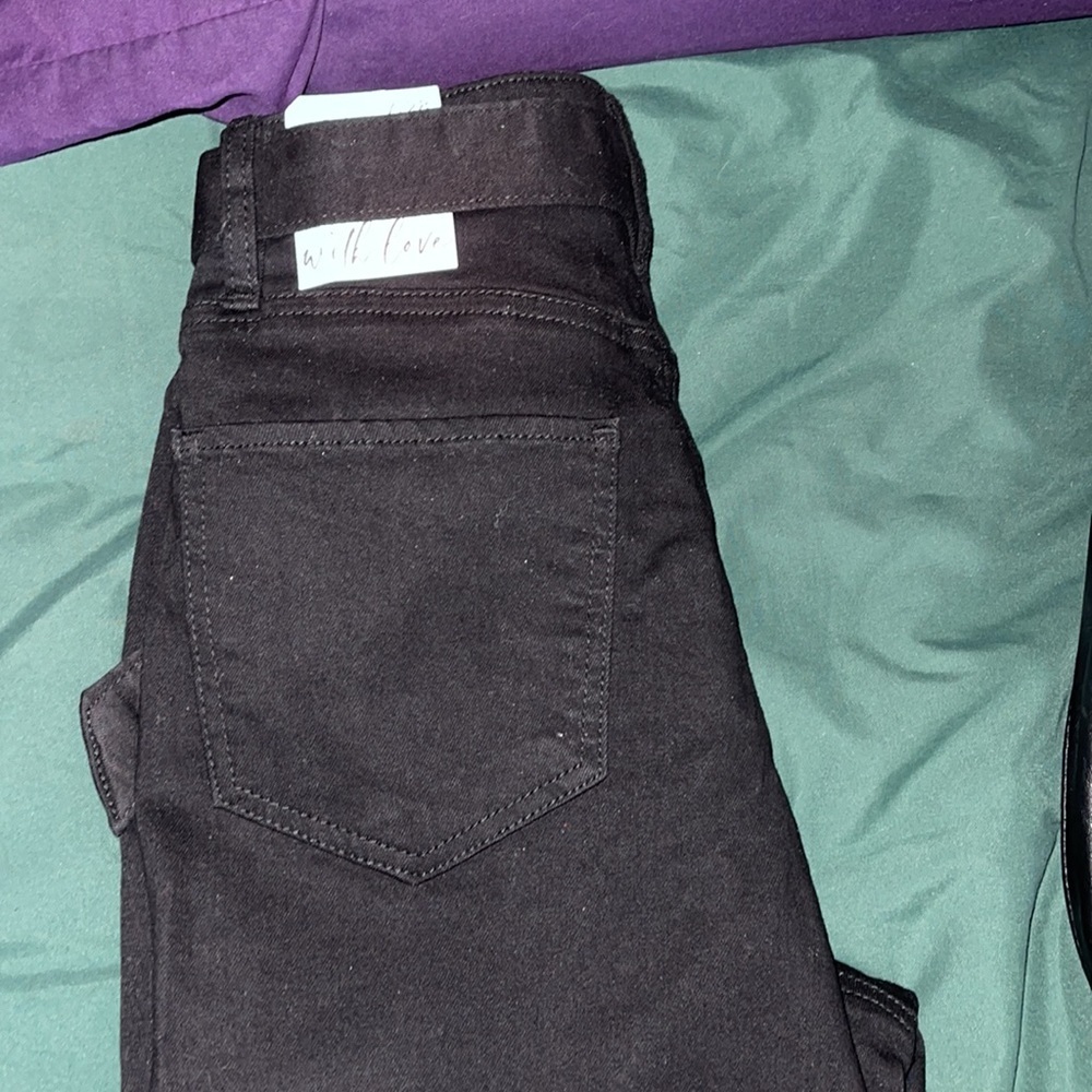 7/28 high-rise frayed flare jeans with Tie black - Picture 3 of 7